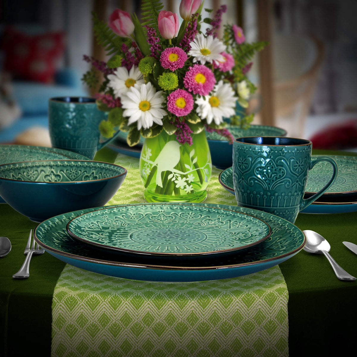 Elama Sea Foam Mosaic durable stoneware ready for everyday use