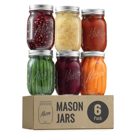 ELAORY Classic 16oz mason jars set showing organized canning and meal prep
