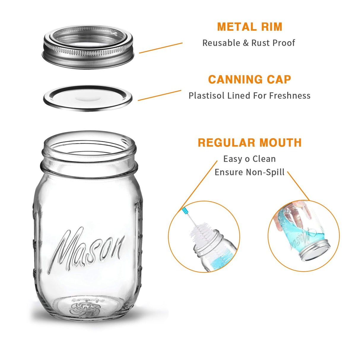 ELAORY dishwasher-safe mason jar ready for quick cleaning