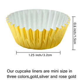 Elcoho mini foil cupcake liners silver close-up with bright finish for weddings