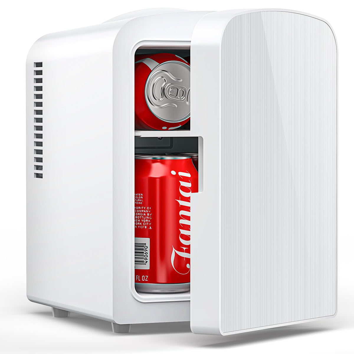 Electactic 4L mini fridge front view keeps drinks cool and within reach.
