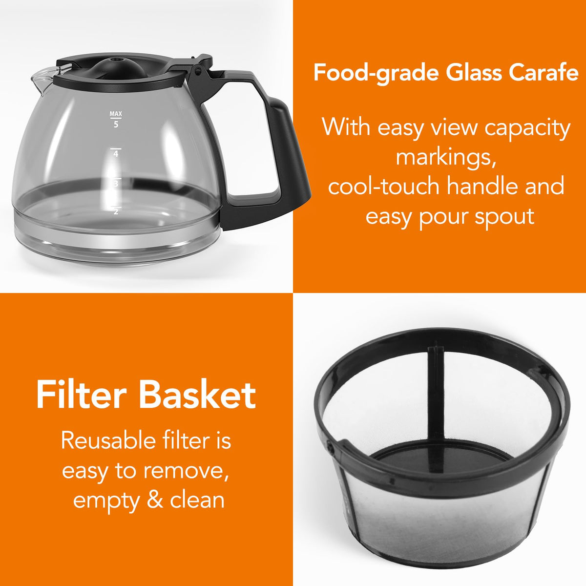 Electactic auto shut-off enhances safety and energy efficiency after brewing.