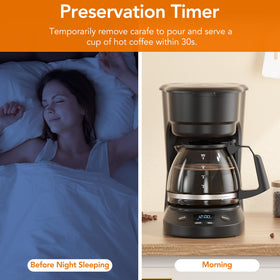 Electactic dishwasher-safe glass carafe simplifies washing after brewing.