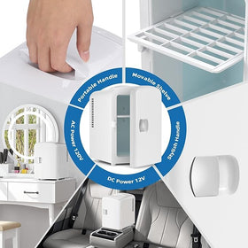 Electactic compact-fridge interior-4l shows space for drinks and skincare