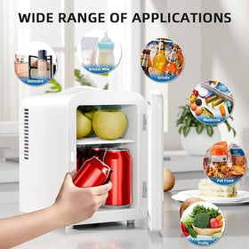 Electactic compact-fridge six-cans-inside demonstrates six can capacity in small spaces