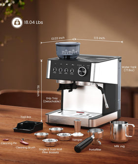 Electactic espresso machine digital control panel for easy, precise brewing.