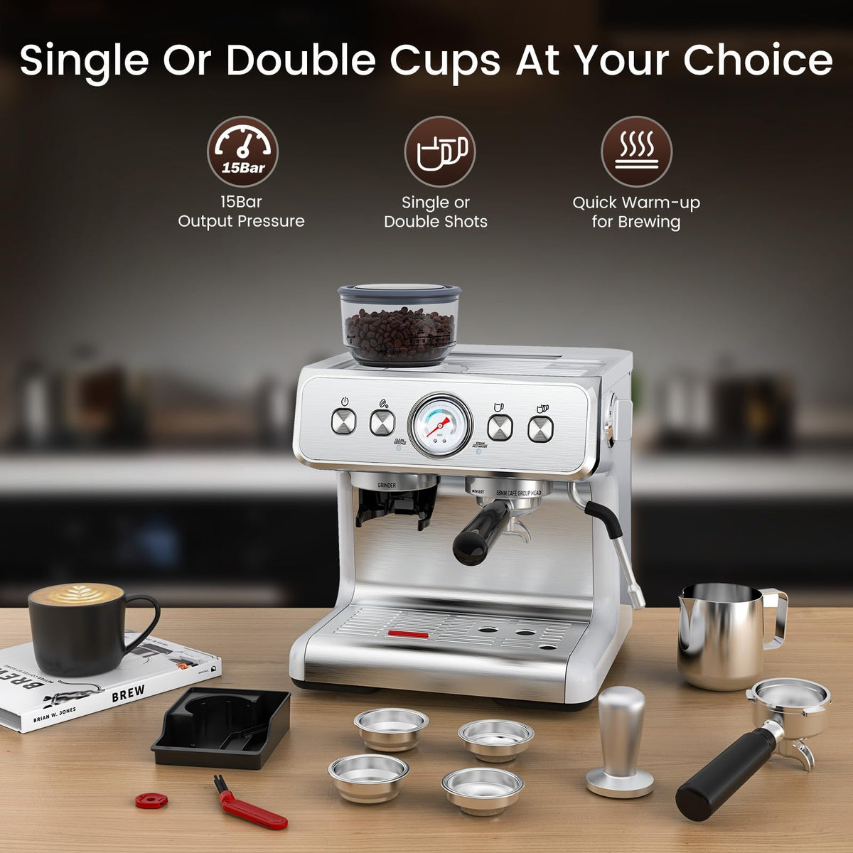 Electactic removable water tank simplifies refills and cleaning.