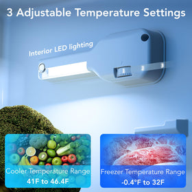 Electactic fridge interior lighting and adjustable glass shelves for easy access.