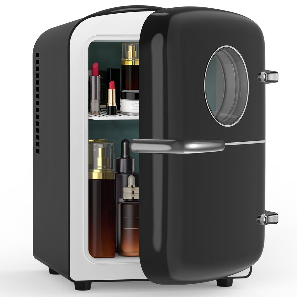 Electactic mini fridge with observation window keeps cooling status visible.
