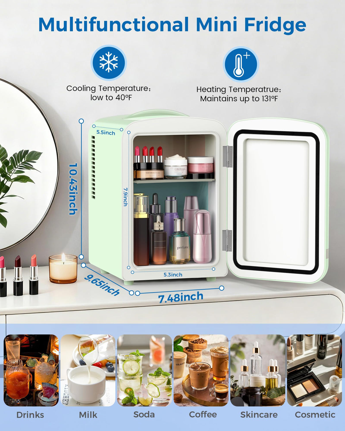 Electactic mini fridge durable ABS+HPS material supports daily use safely.