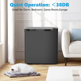 Electactic mini fridge freezer compartment with adjustable temperature for beverages.