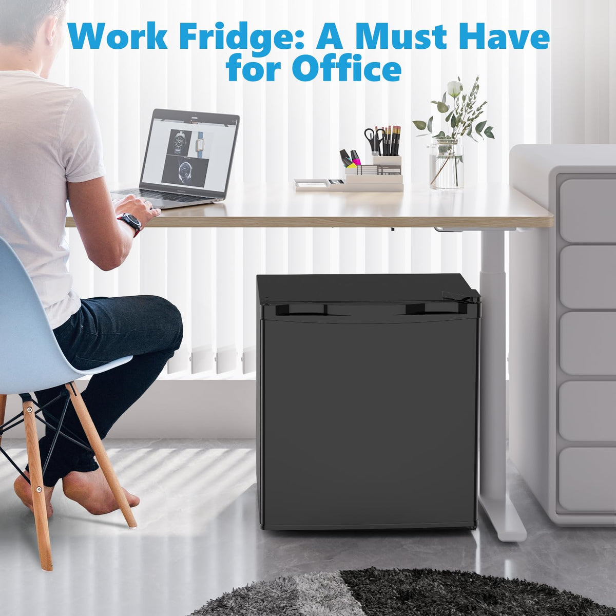 Electactic mini fridge interior with shelves and door storage for organized cooling.