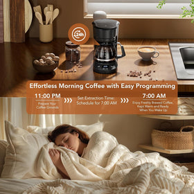 Electactic pause-serve anti-drip feature shown during brewing.