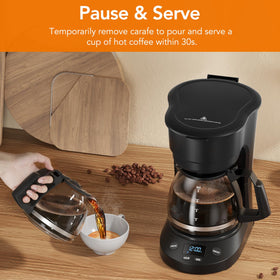 Electactic 5-Cup coffee maker removable filter basket for easy cleaning.