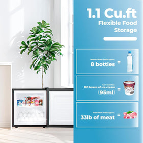 Electactic upright freezer reversible door enables flexible placement