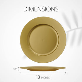 13-inch diameter gold charger shown in a stylish table arrangement.