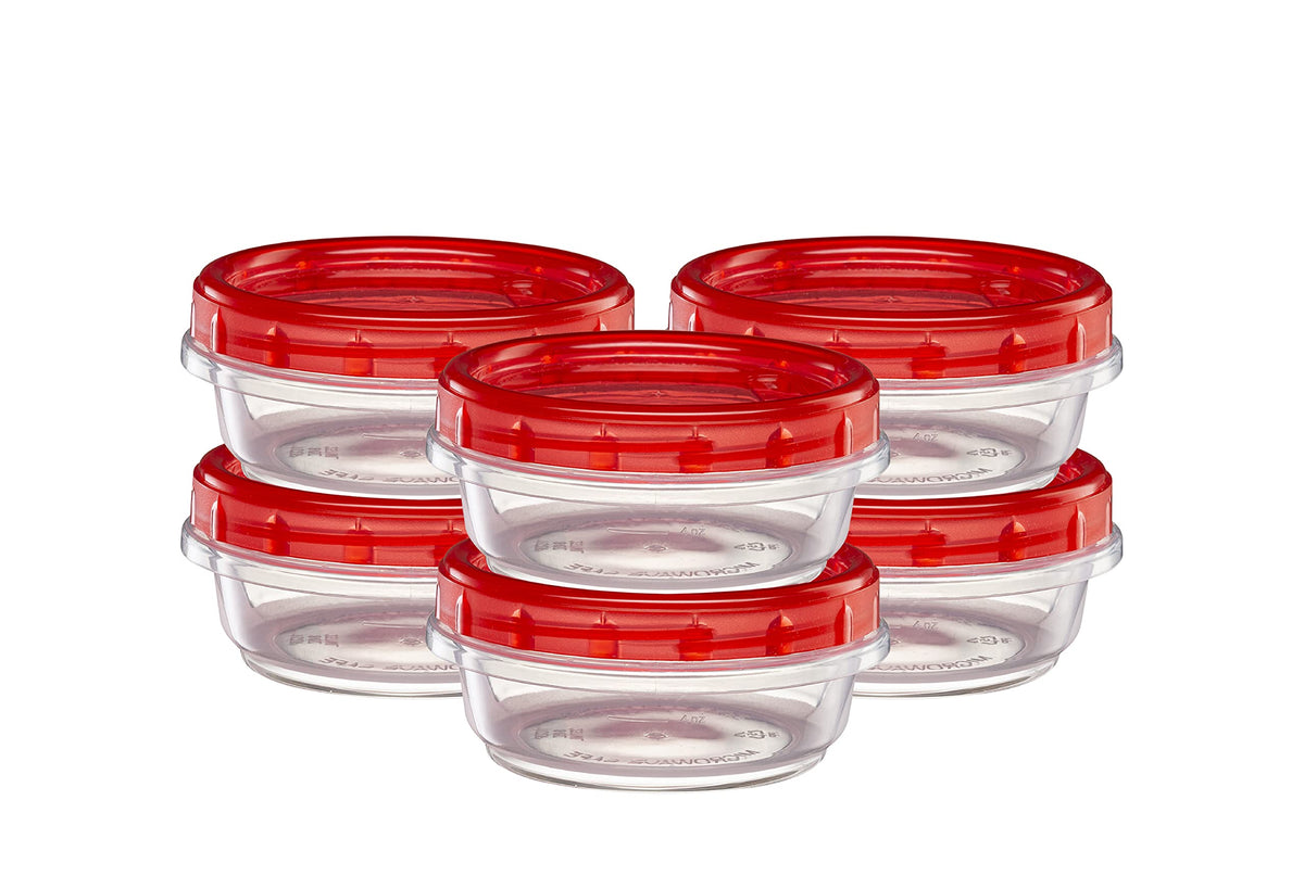 Elegant Disposables 8oz twist-top container with clear bottom, ideal for meal prep on the go.