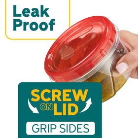 Elegant Disposables BPA free plastic container emphasizes safe, reusable storage for solids and liquids.