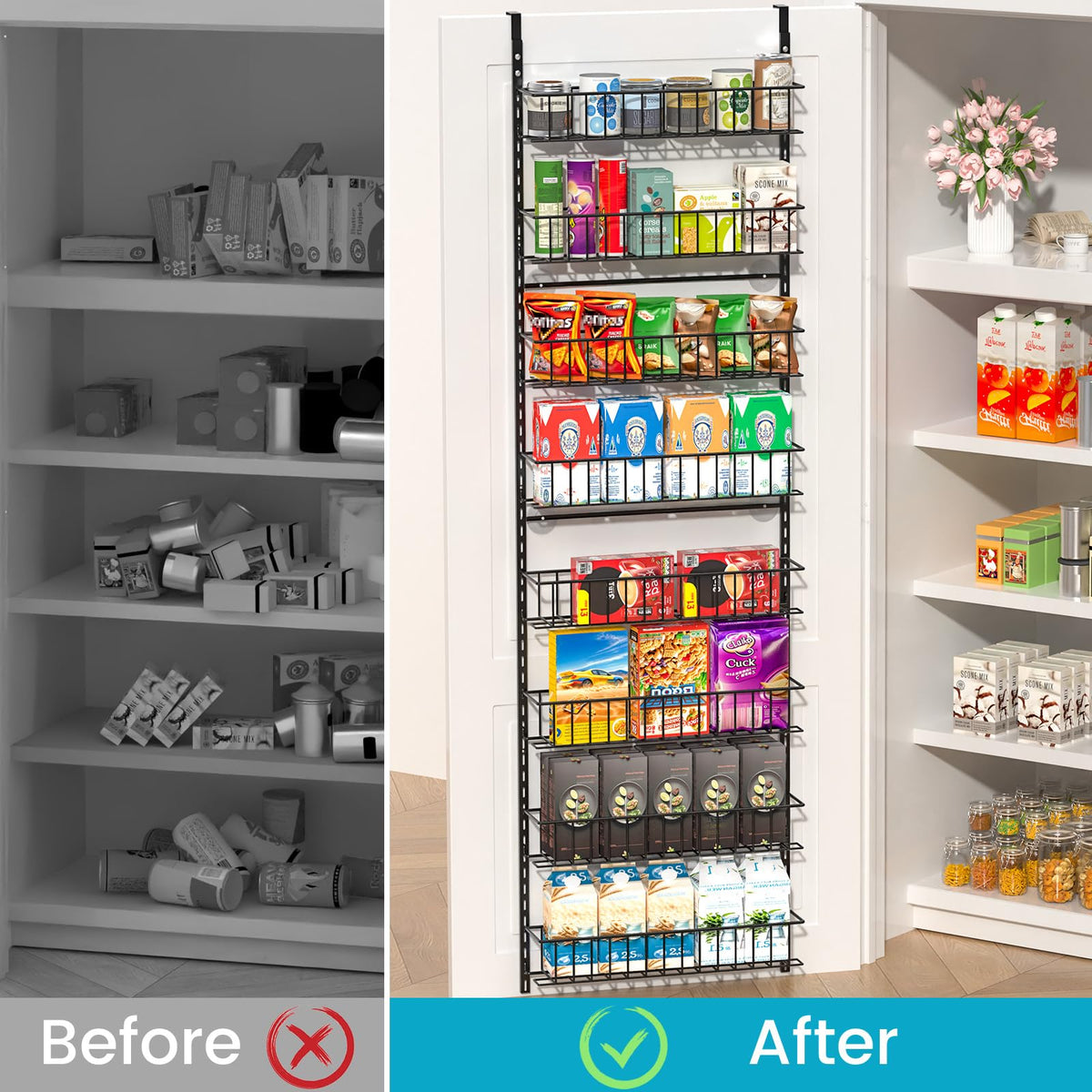 ElegantArray 8-Tier Door Organizer side view showcasing compact, versatile storage.