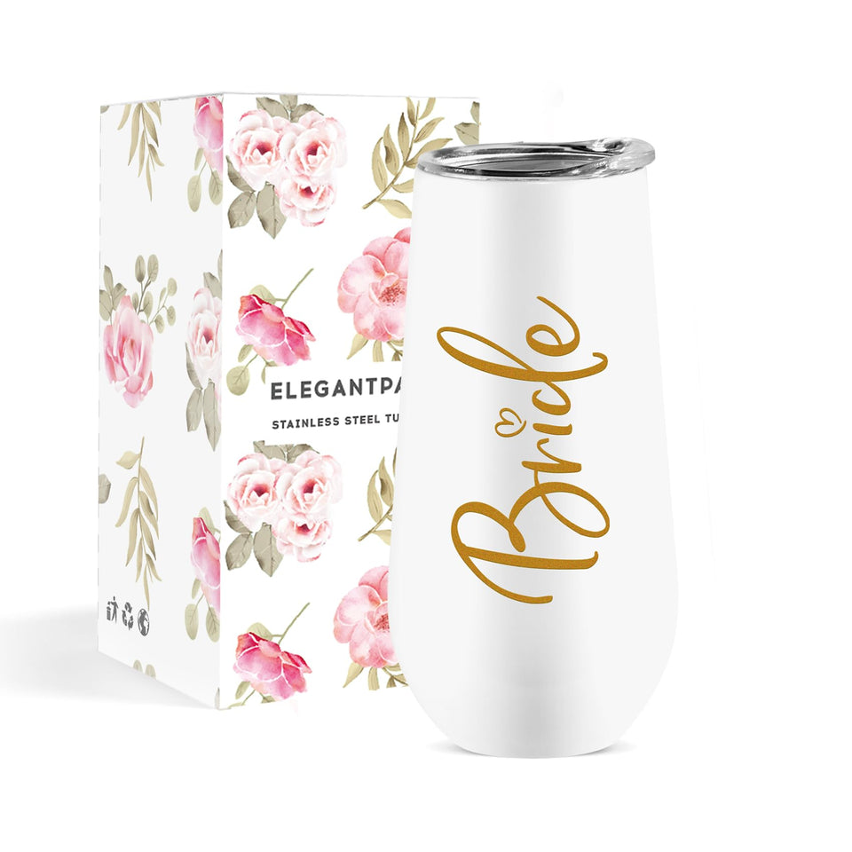 ElegantPark bride champagne flute with gold Bride design, a stylish keepsake for wedding prep