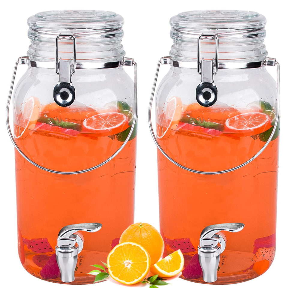 Eleganttime 1-gallon glass dispenser with spigot for easy beverage serving at gatherings