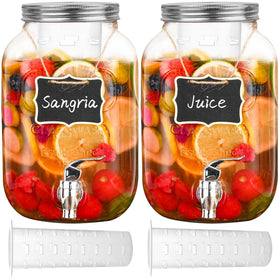 Eleganttime 1-gallon glass dispenser front view with fruit infuser for vibrant beverages