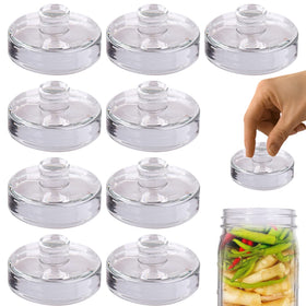 Eleganttime 9-pack glass fermentation weights for wide-mouth jars keep vegetables submerged.