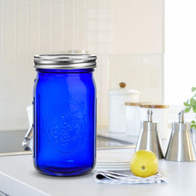 Eleganttime cobalt blue glass jar ideal for canning and decorative displays