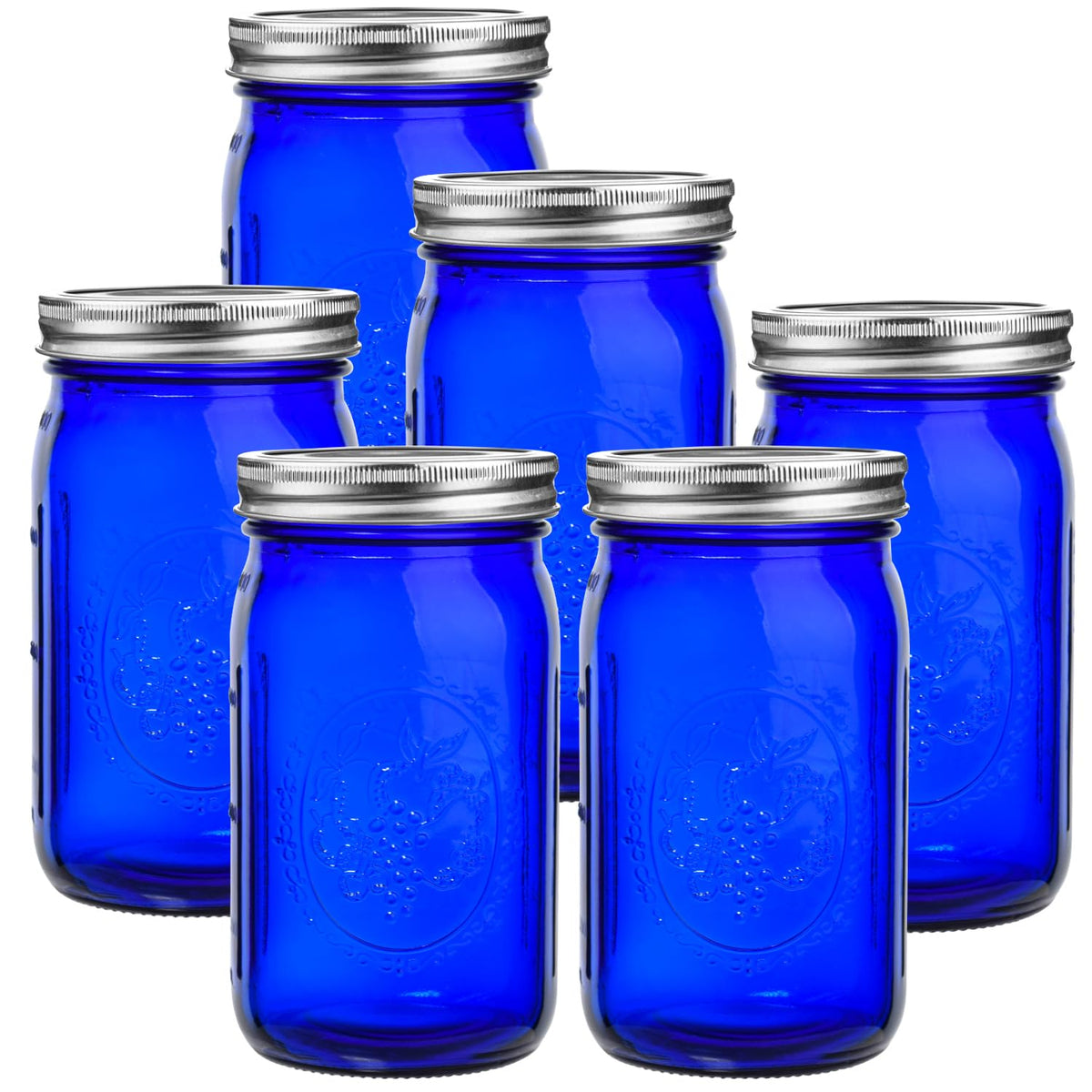 Eleganttime blue mason jar wide mouth 32 oz for smooth pouring and storage