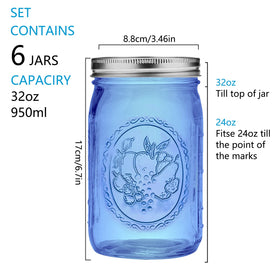 ElegantTime blue mason lid and band, secure seal.