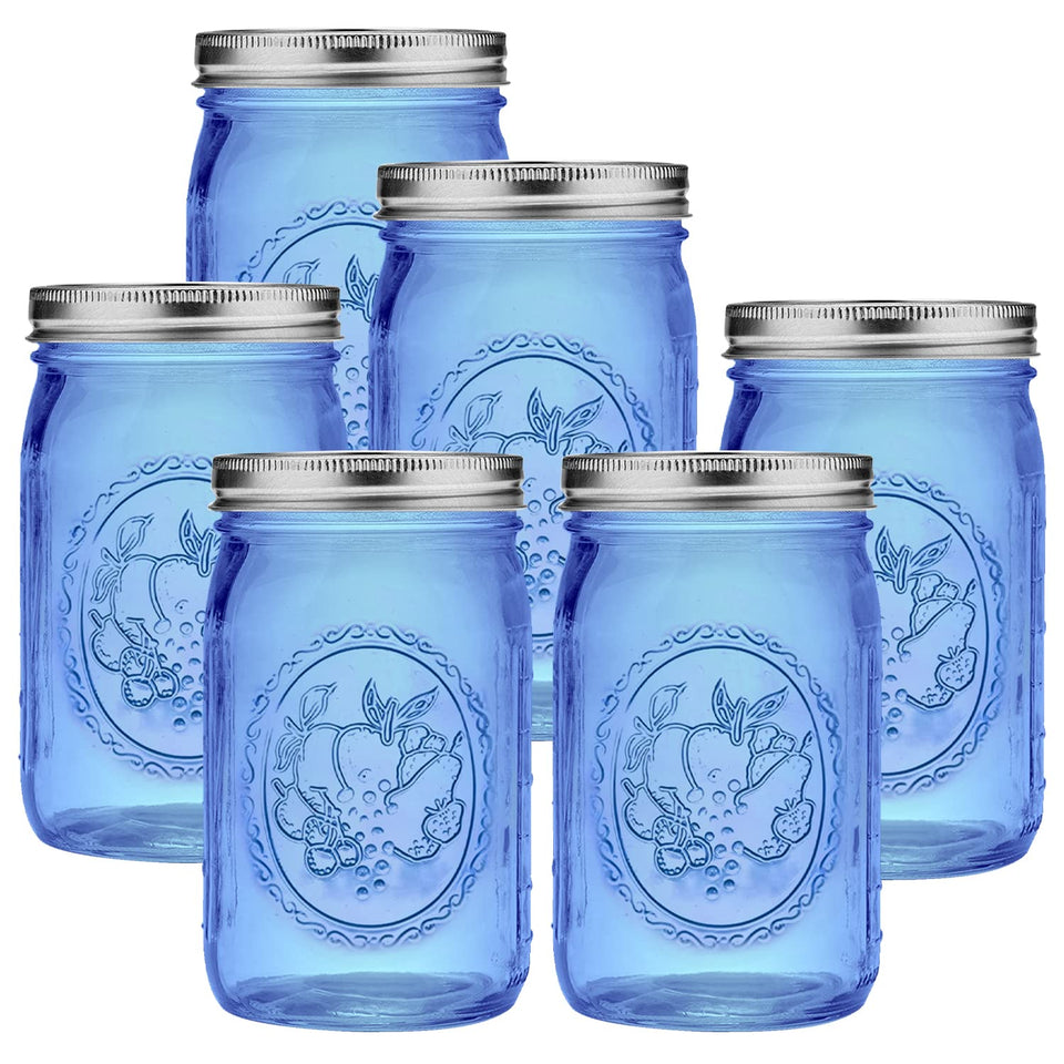 ElegantTime blue wide-mouth jar 32oz, easy filling and cleaning.