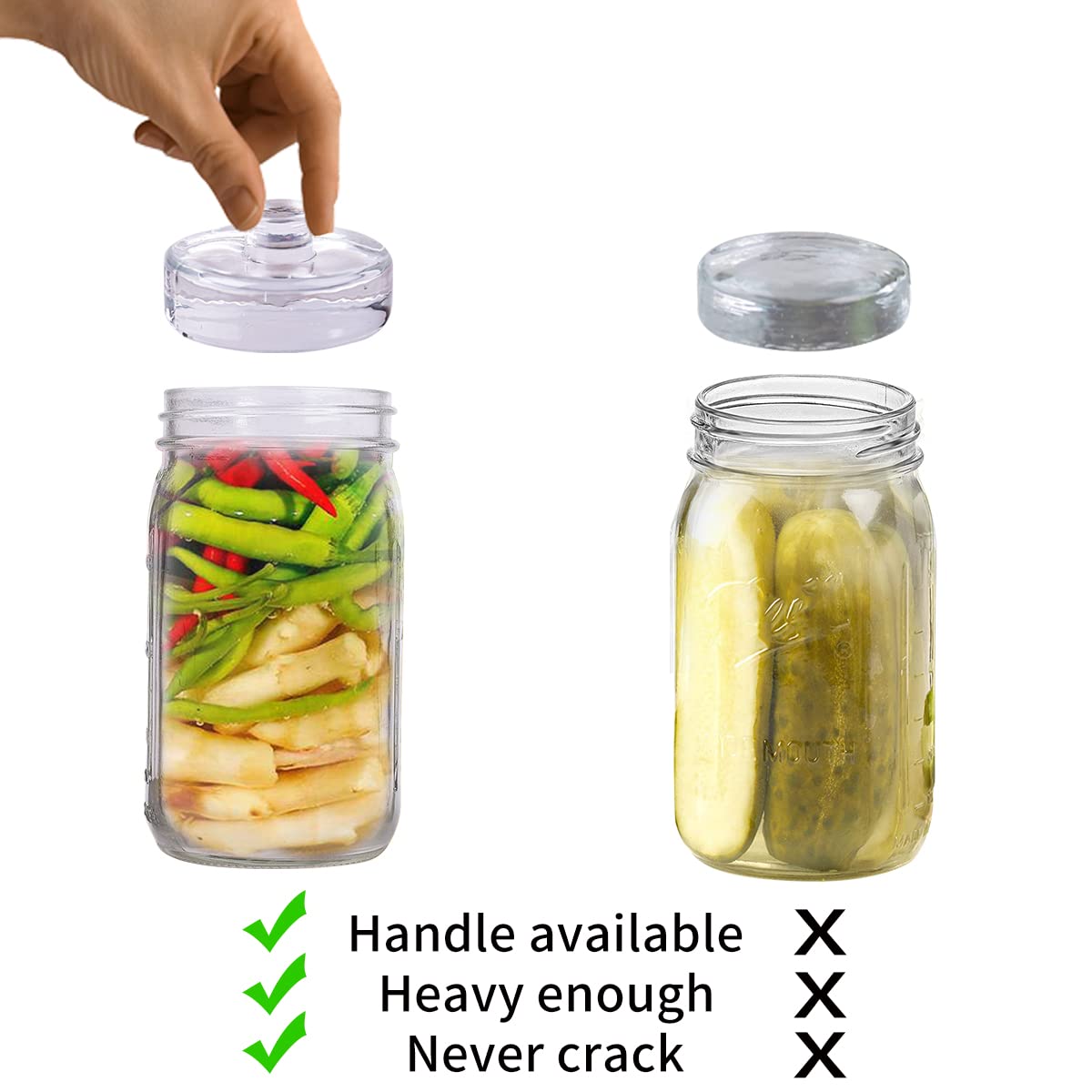 Eleganttime flat-bottom fermentation weights reduce air bubbles and promote even brining.
