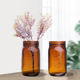 ElegantTime six-pack amber jars with secure lids for batch canning.