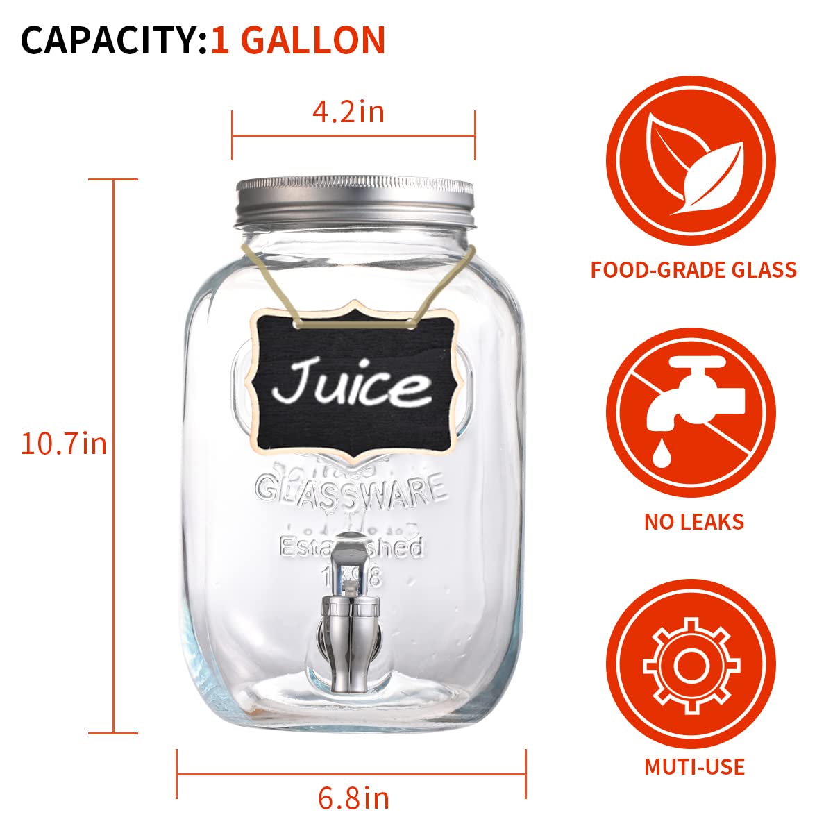 Eleganttime two-pack glass dispensers with fruit infuser ready for buffet entertaining