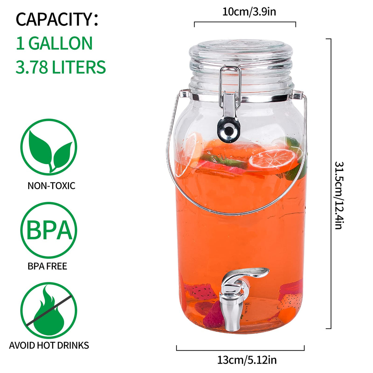 Eleganttime wide mouth dispenser with lid simplifies cleaning and filling