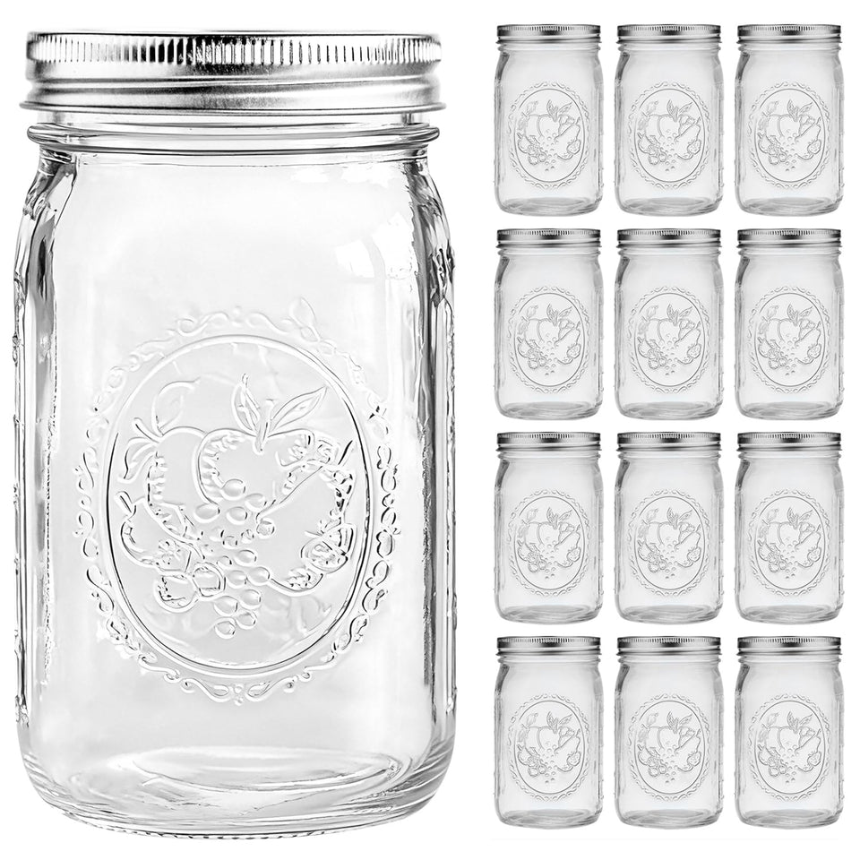 ElegantTime 32oz wide-mouth mason jar with lids and bands for secure storage