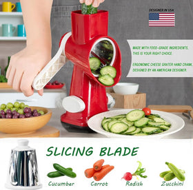 Eleko Meyar grater blade close-up shows sharp stainless steel blades for precise shredding