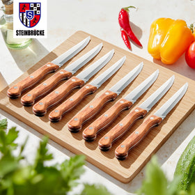 Elemake serrated edge enables effortless slicing of steak and poultry.