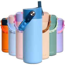 Elemental Ocean Tie Dye bottle front view, keeps drinks cold and ready for school.