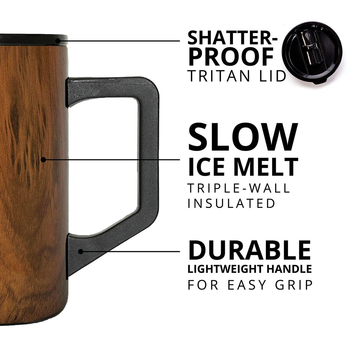 Elemental Summit Teakwood mug in hand showcases comfortable grip.