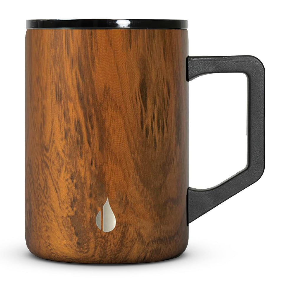 Elemental Summit Teakwood mug lid for easy sipping and temperature control.
