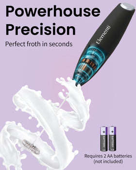Elementi Milk Frother Soft-Touch Grip offers comfortable, extended use