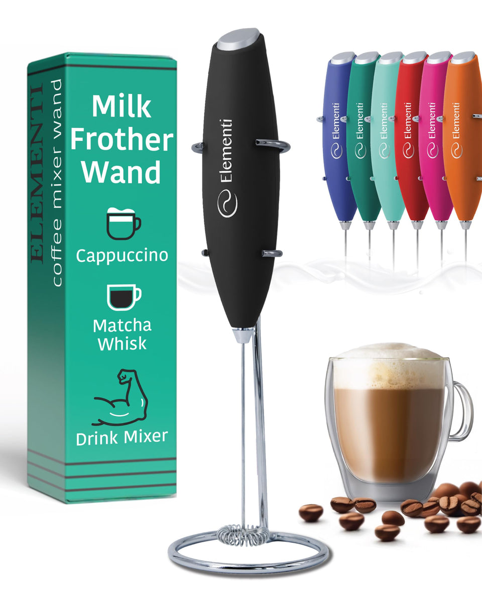 Elementi Milk Frother Wand creates rich foam quickly for café-style drinks