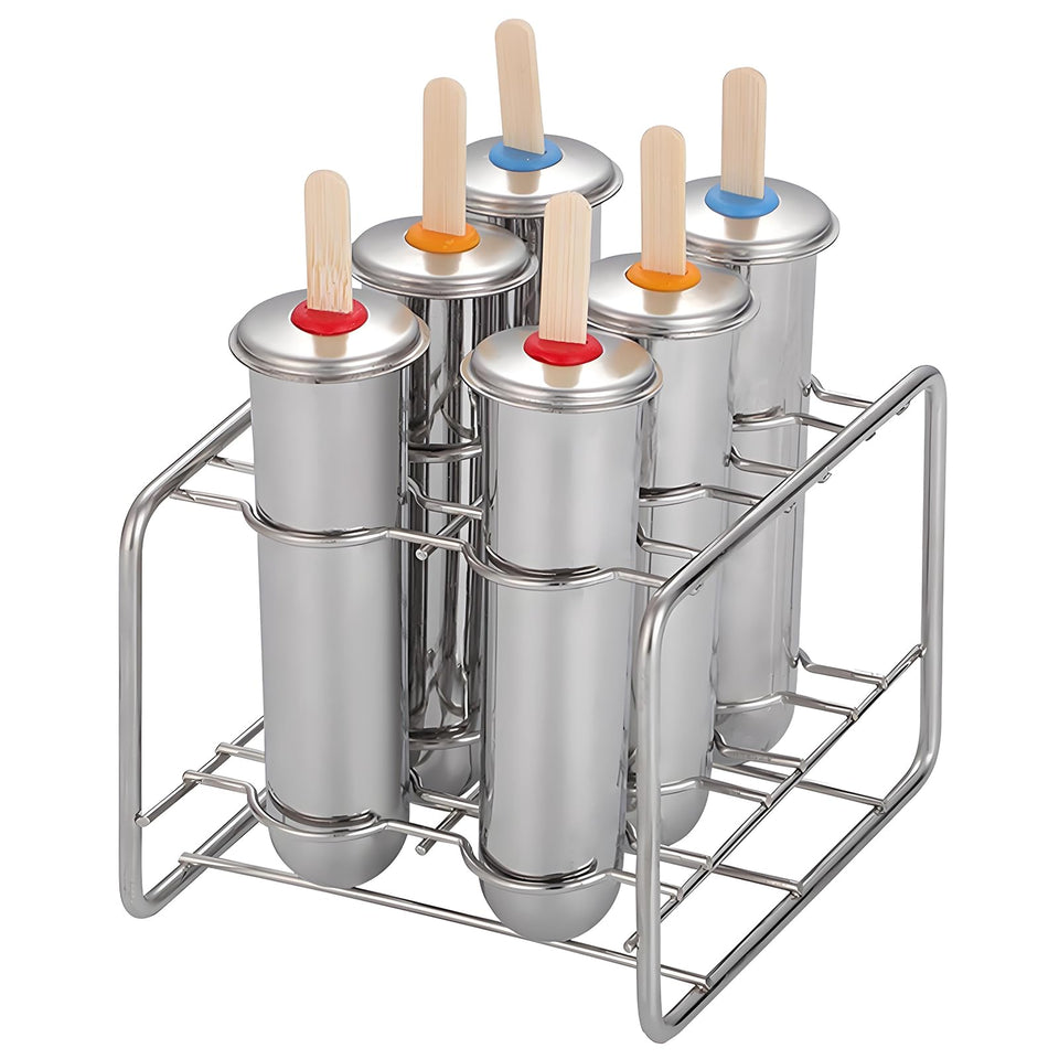 ELEMONY stainless steel popsicle molds with cups for durable, leak-free freezing.