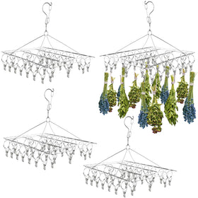 Elesunory hanging herb drying rack with 30 hooks for organized herb drying.