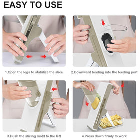 Eletronova Safe Mandoline Slicer folded for storage saves counter space.