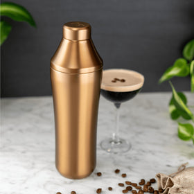 Elevated Craft shaker enables a precise 45-degree pour for easy straining.