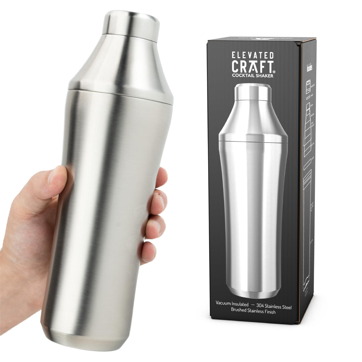 Elevated Craft Hybrid Cocktail Shaker front view showing sleek design for precise mixing
