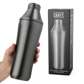 Elevated Craft Hybrid Shaker gunmetal exterior with vacuum insulation keeps cocktails cold.