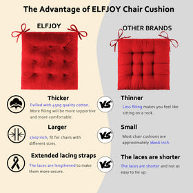 ELFJOY cushion set red includes seat and back pads for a cohesive look.
